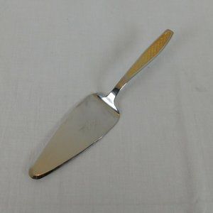 Dessert Cake Pie Server INOX 18/8 Stainless Steel Gold Colored Crosshatch Handle